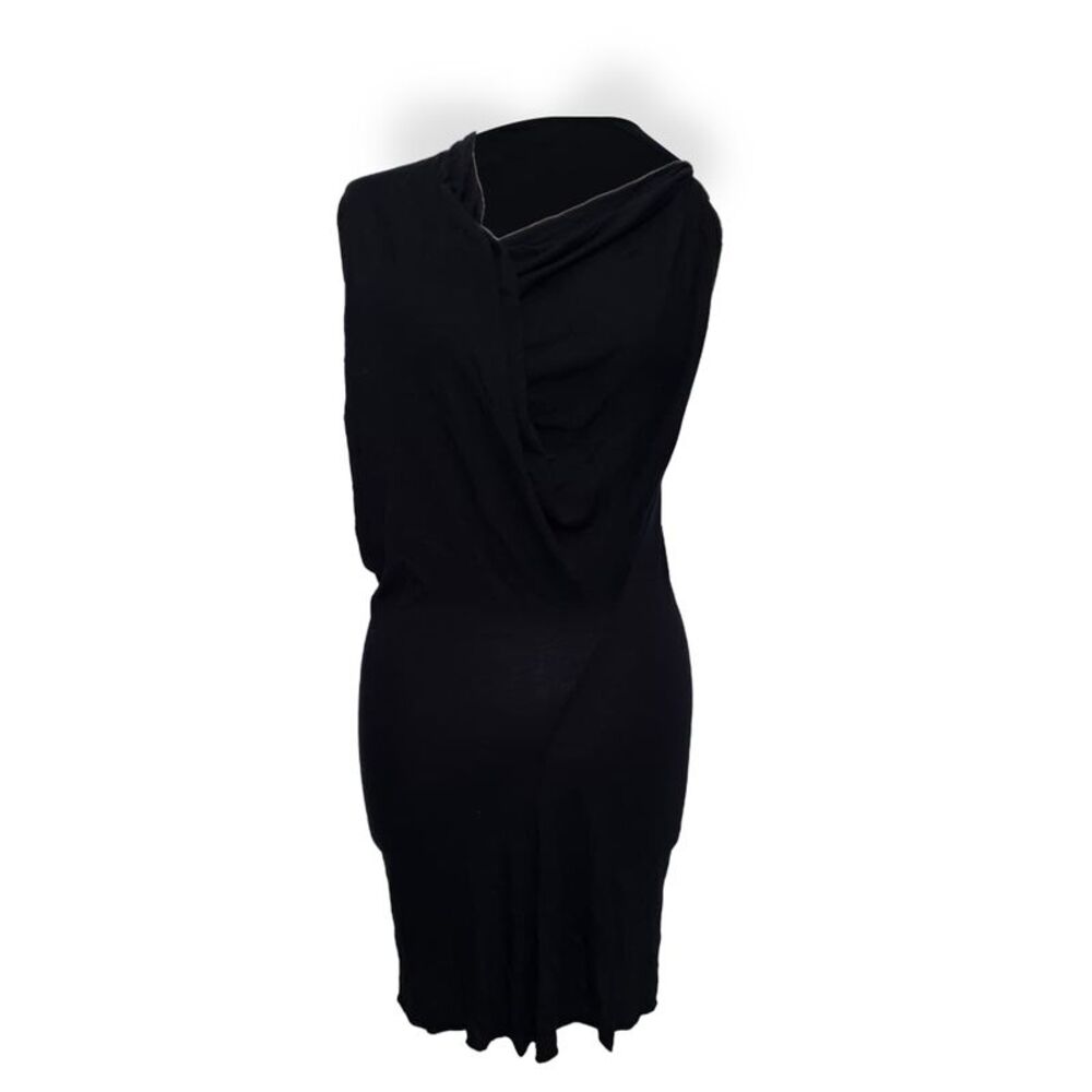 Rick Owens One-Shoulder Draped Mini Dress in Black Cotton